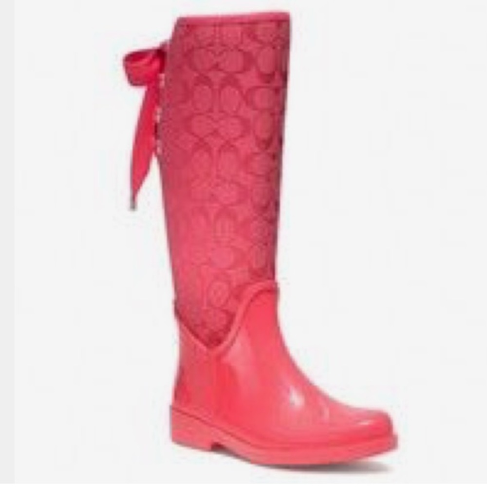 Authentic Pink Bow Coach Rainboots